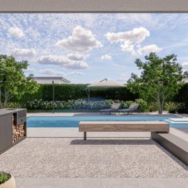 Pool, Neubepflanzung und Flammengrill